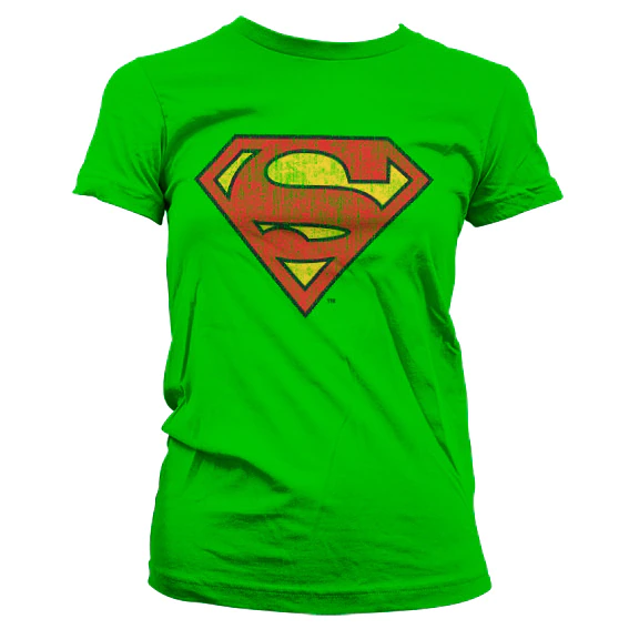 Dámske tričko Superman - Washed shield (Zelené)