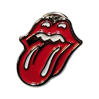 Kovový odznak The Rolling Stones - Classic Tongue Silver Outline