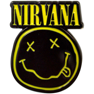 Kovový odznak Nirvana - Logo & Happy Face Cut-Out